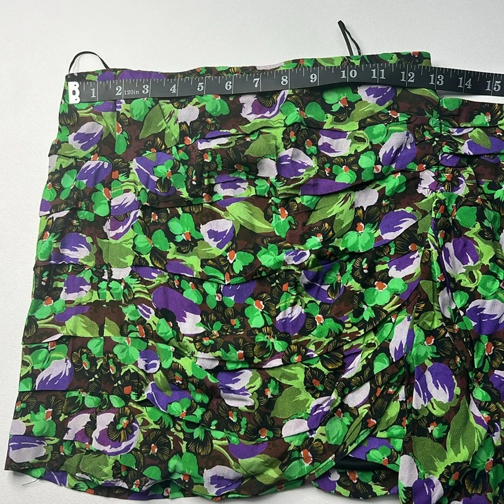 ZARA skirt Floral Mini ruffle festival party edgy bold layer colorful romantic S